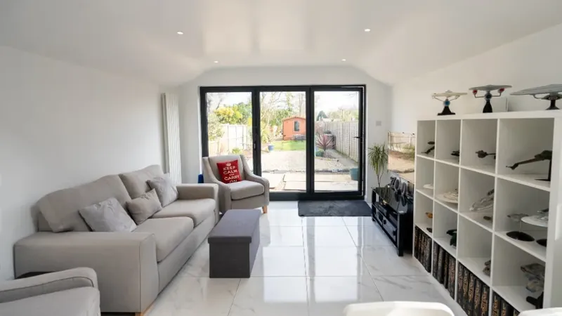Living room extension with bifold doors to the garden